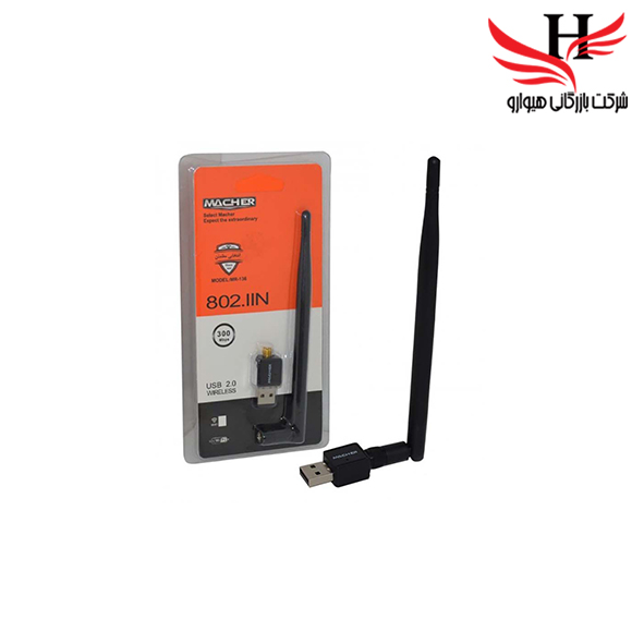 تصویر کارت شبکه  واي فاي آنتن دار مچر MACHER-MR136